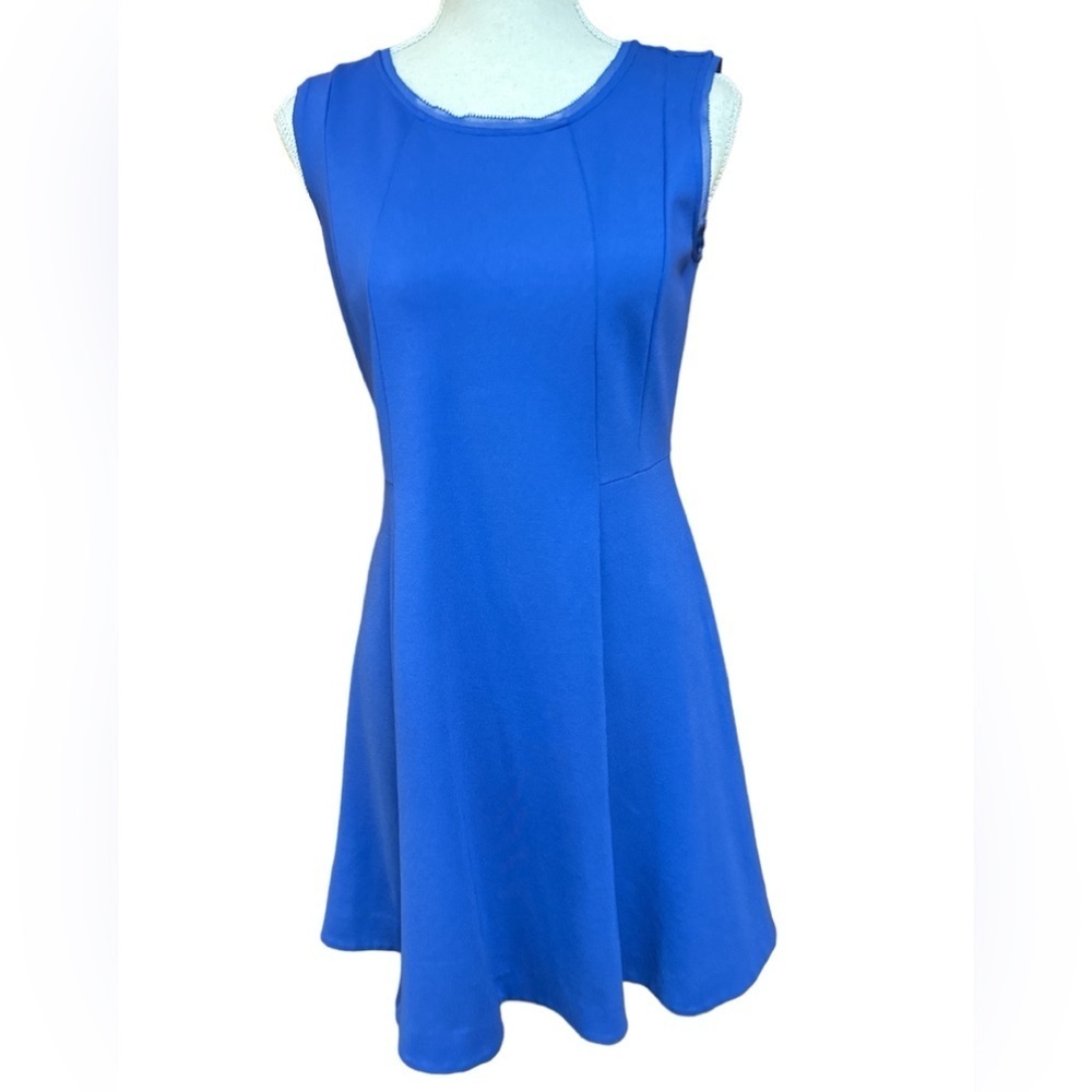 Talbots Fit & Flare Blue Ponte Knit Rayon Blend Dress Style # P181036217 Size 4P